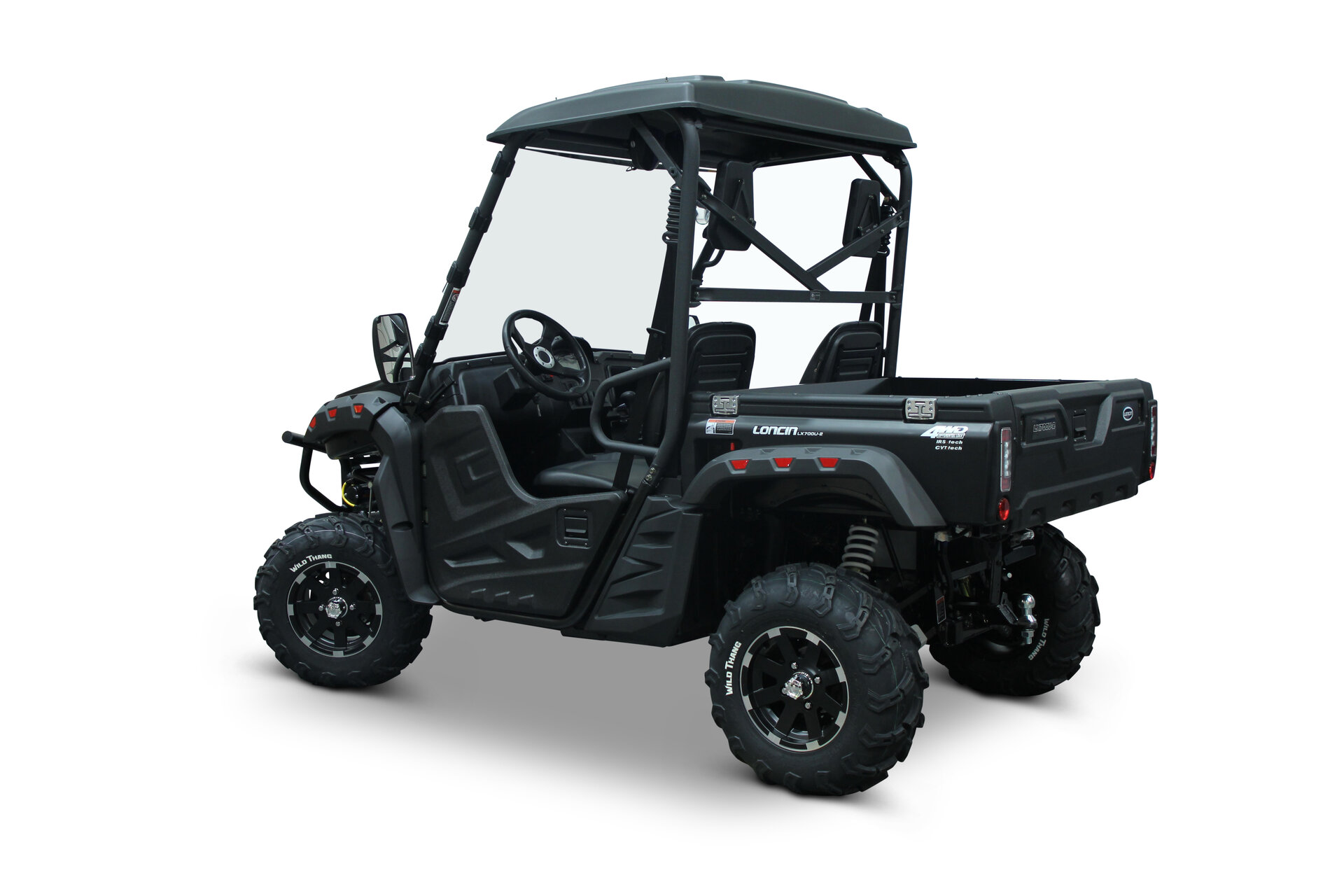 Loncin LX700U-2 UTV in Schwarz schräg von hinten links im Studio