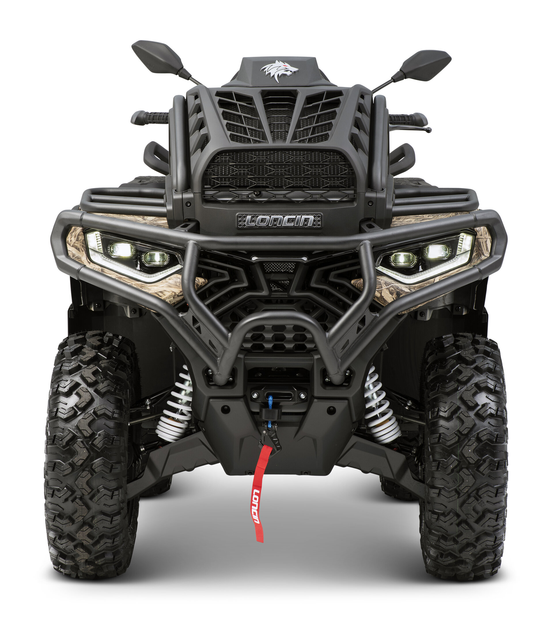 Loncin XWolf 1000 Muddy ATV in Camouflage von vorne im Studio