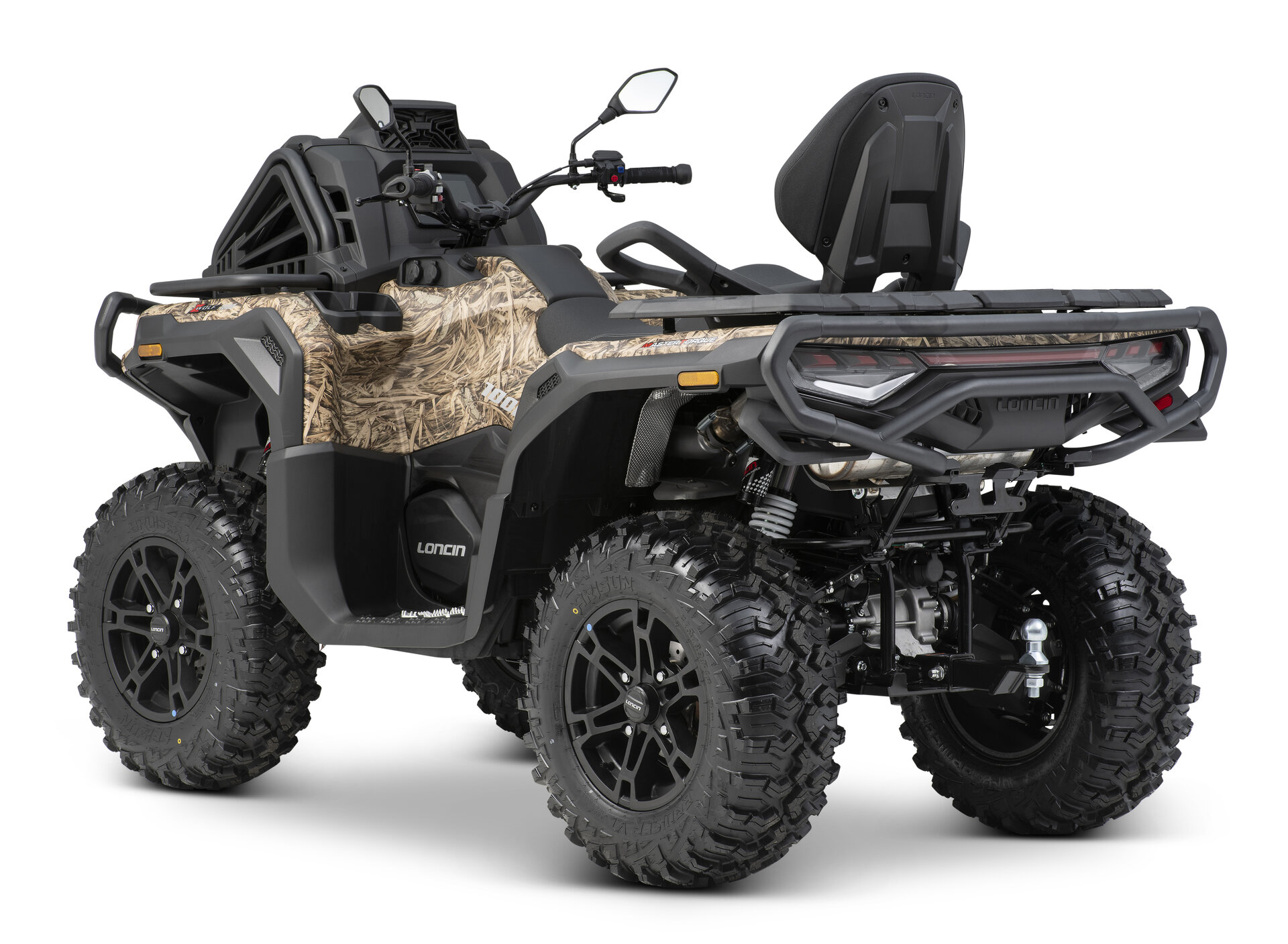 Loncin XWolf 1000 Muddy ATV in Camouflage schräg von hinten links im Studio