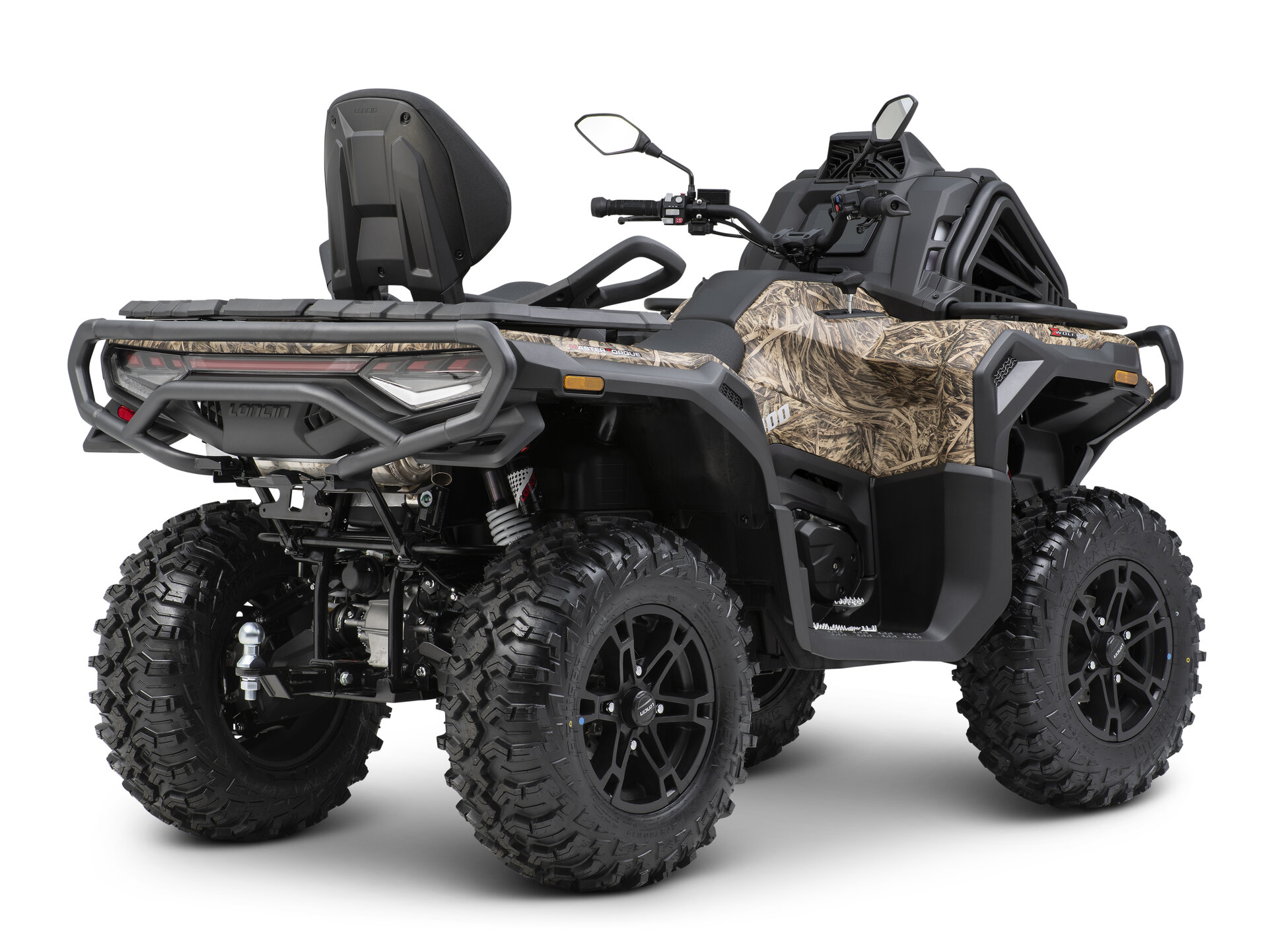 Loncin XWolf 1000 Muddy ATV in Camouflage schräg von hinten rechts im Studio