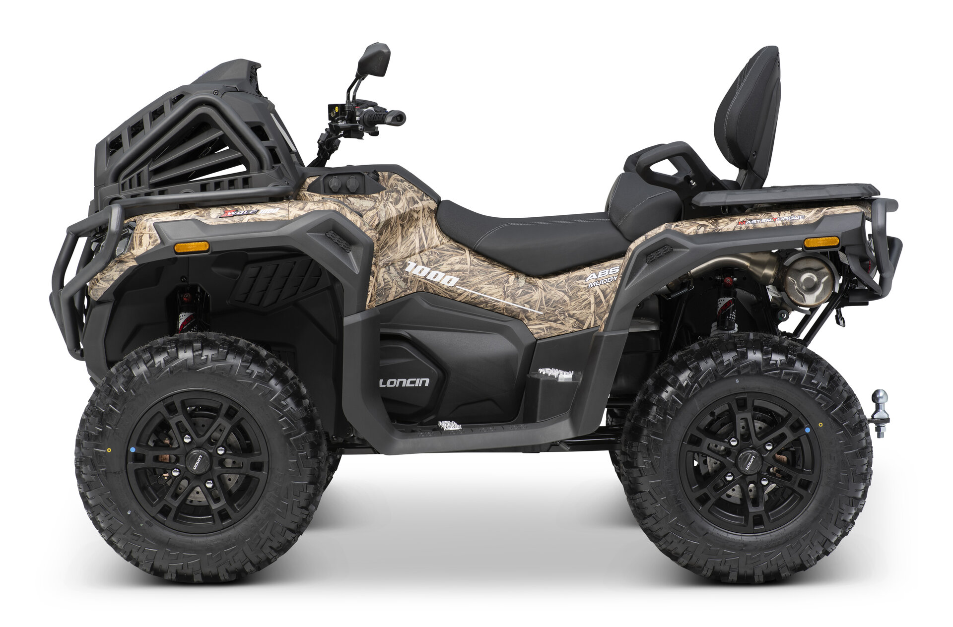 Loncin XWolf 1000 Muddy ATV in Camouflage von der linken Seite im Studio