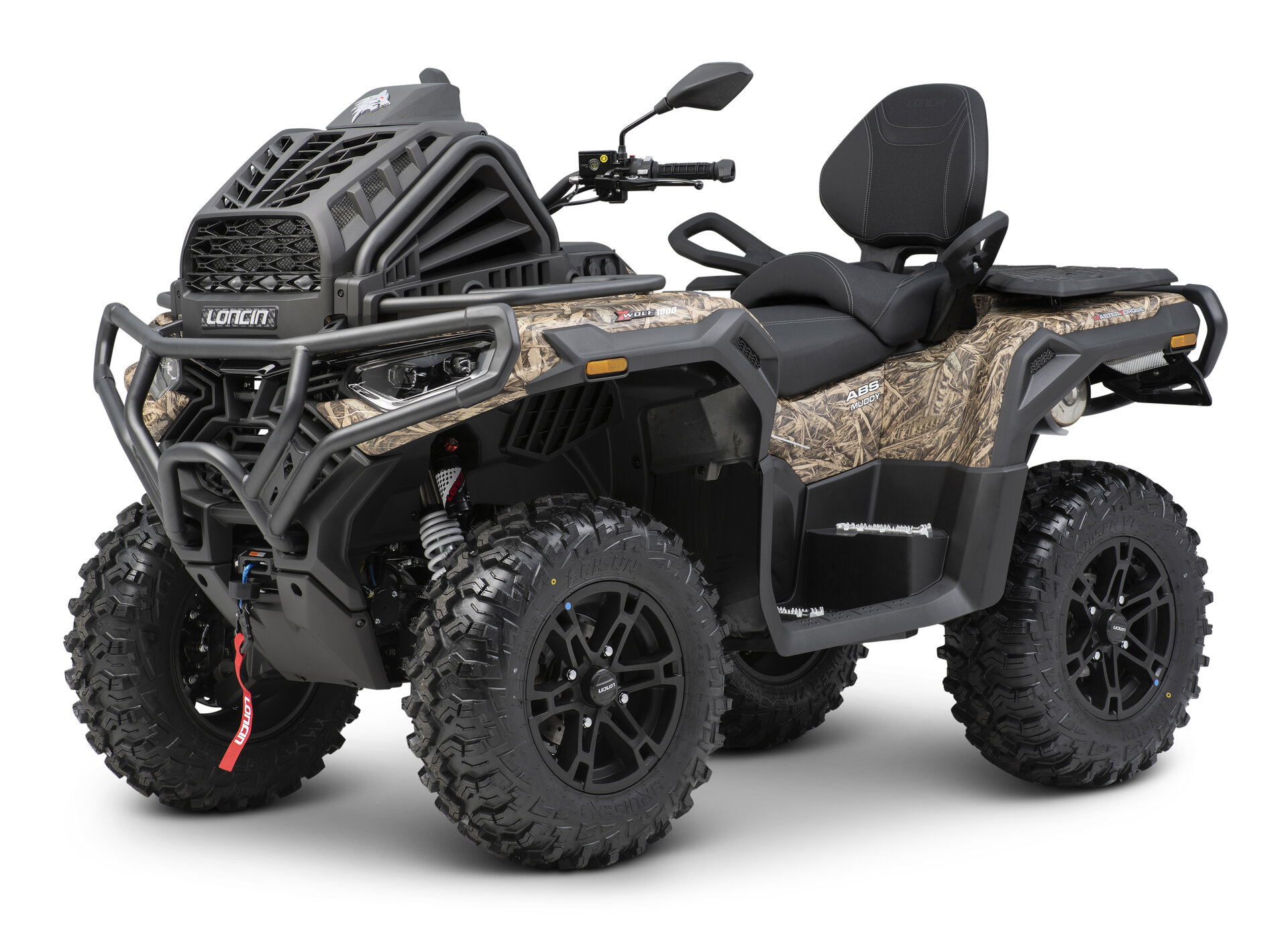 Loncin XWolf 1000 Muddy ATV in Camouflage schräg von vorne links im Studio