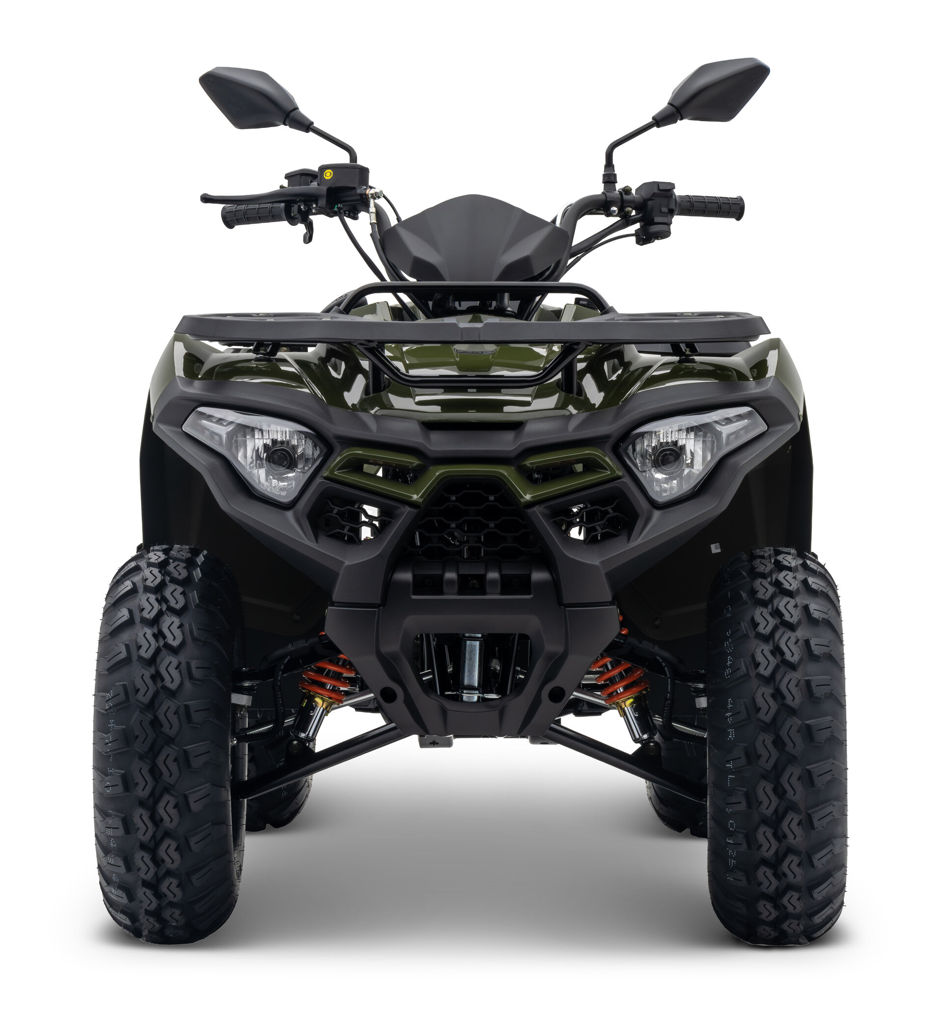 Loncin XWolf 200 ATV in Army Green von vorne im Studio