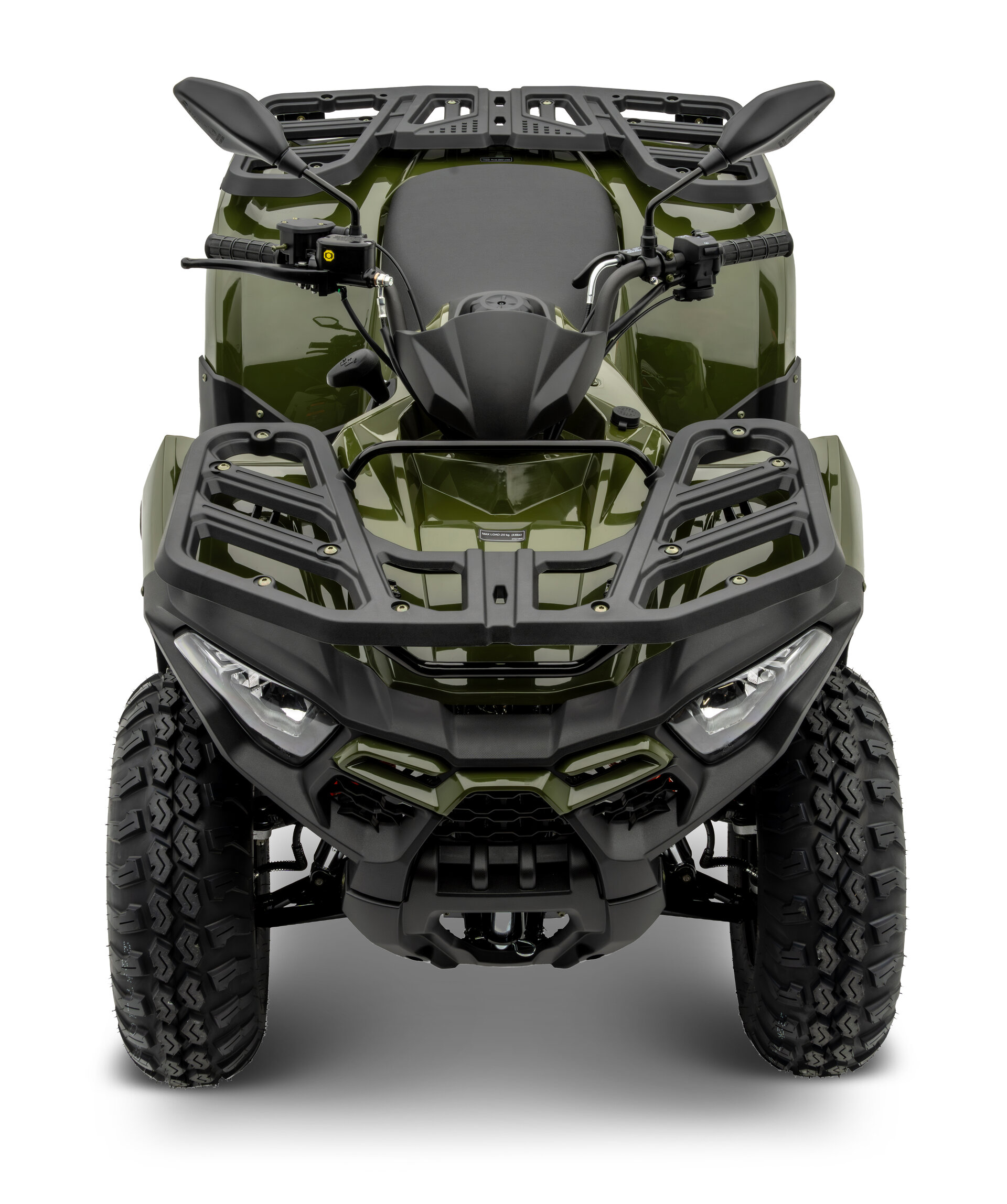 Loncin XWolf 200 ATV in Army Green von vorne oben im Studio