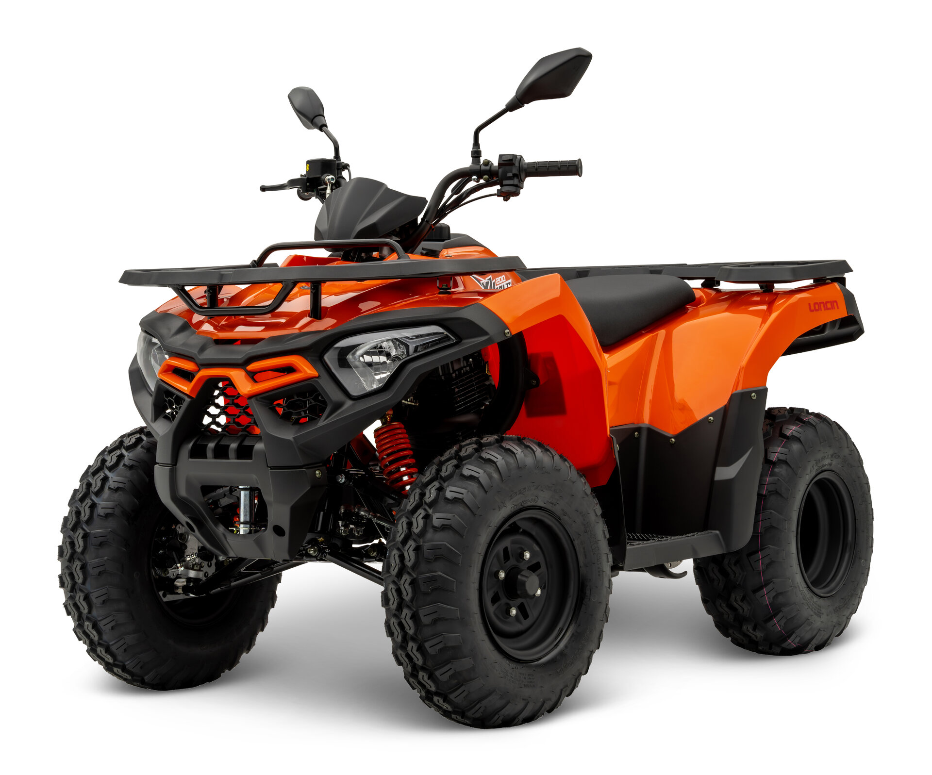 Loncin XWolf 200 ATV in Orange schräg von vorne links im Studio