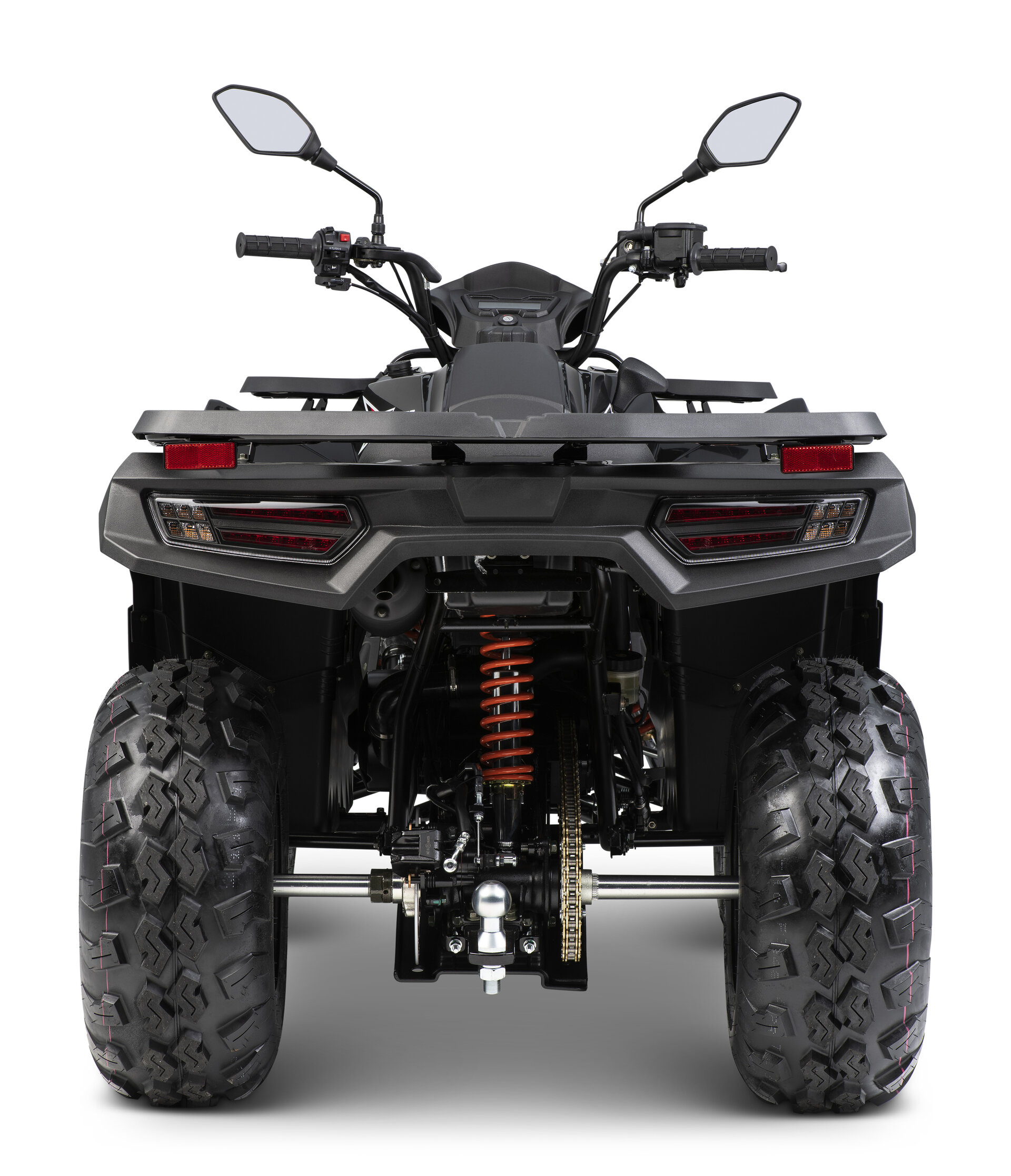 Loncin XWolf 200 ATV in Schwarz von hinten im Studio