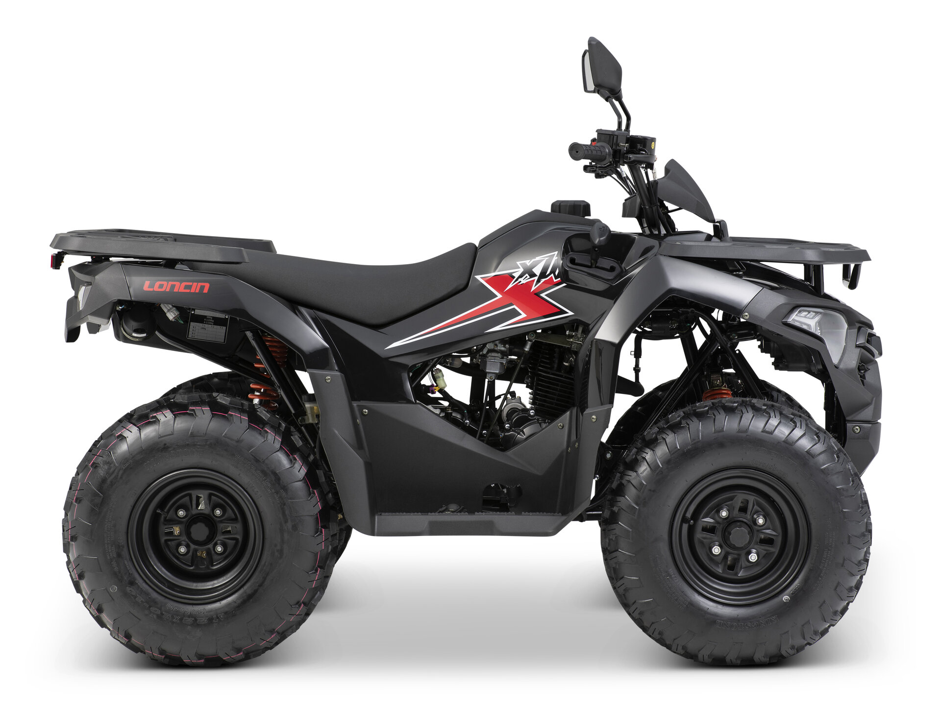Loncin XWolf 200 ATV in Schwarz von der rechten Seite im Studio