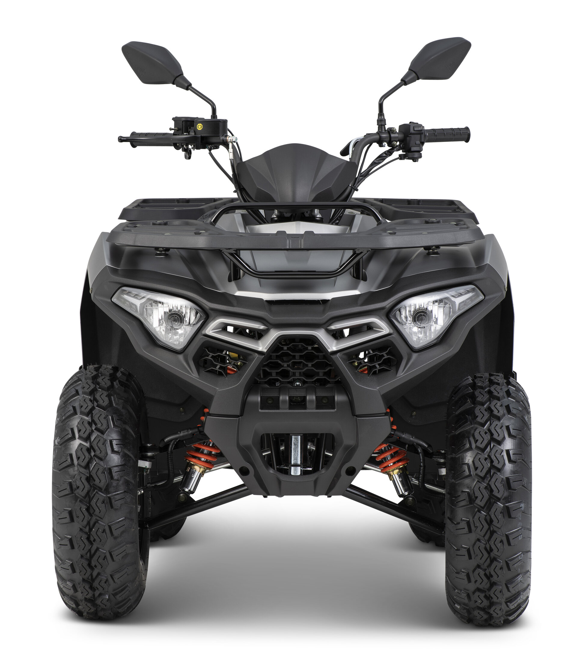 Loncin XWolf 200 ATV in Silber-Grau von vorne im Studio