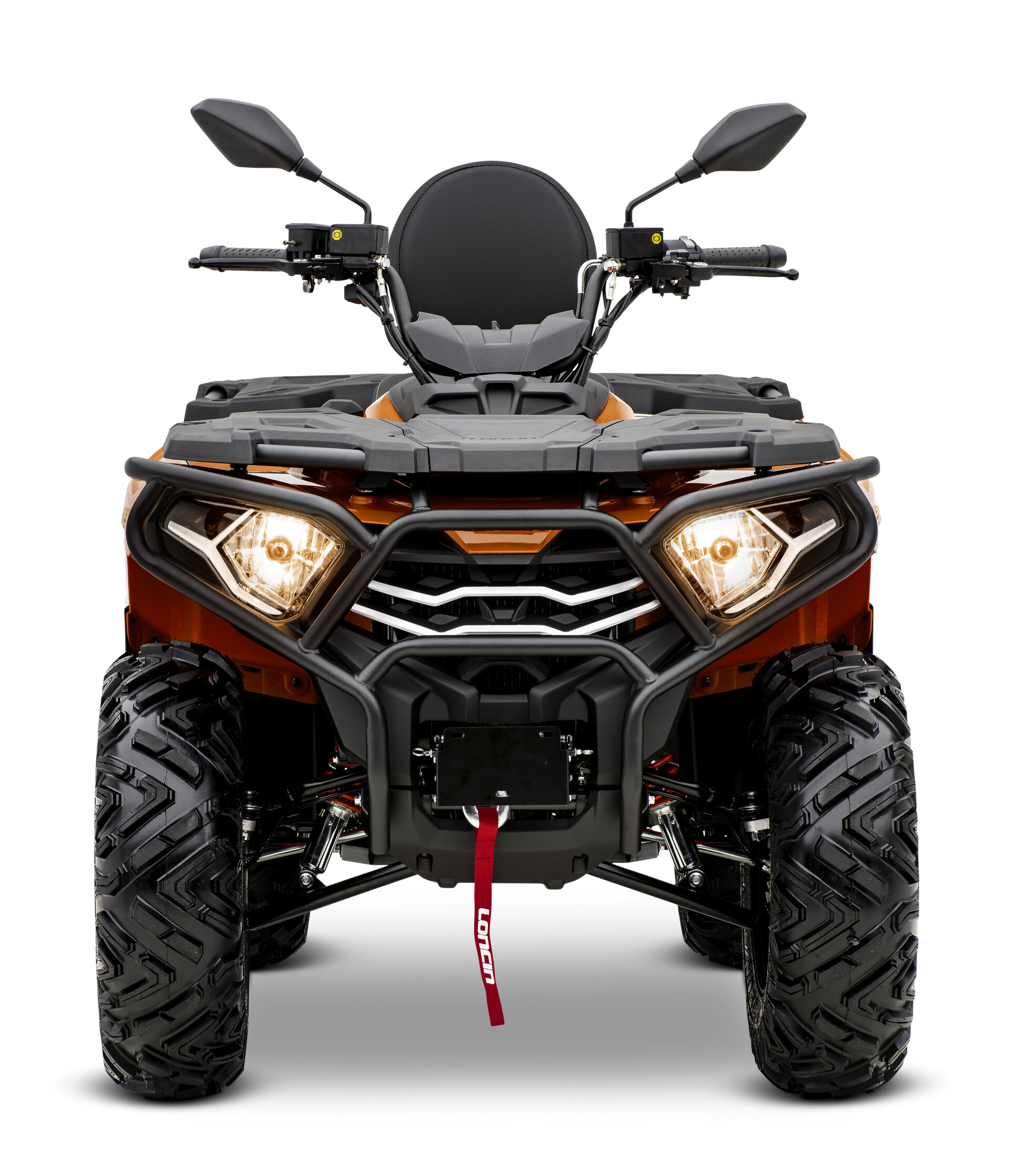 Loncin XWolf 300 ATV in Orange von vorne im Studio