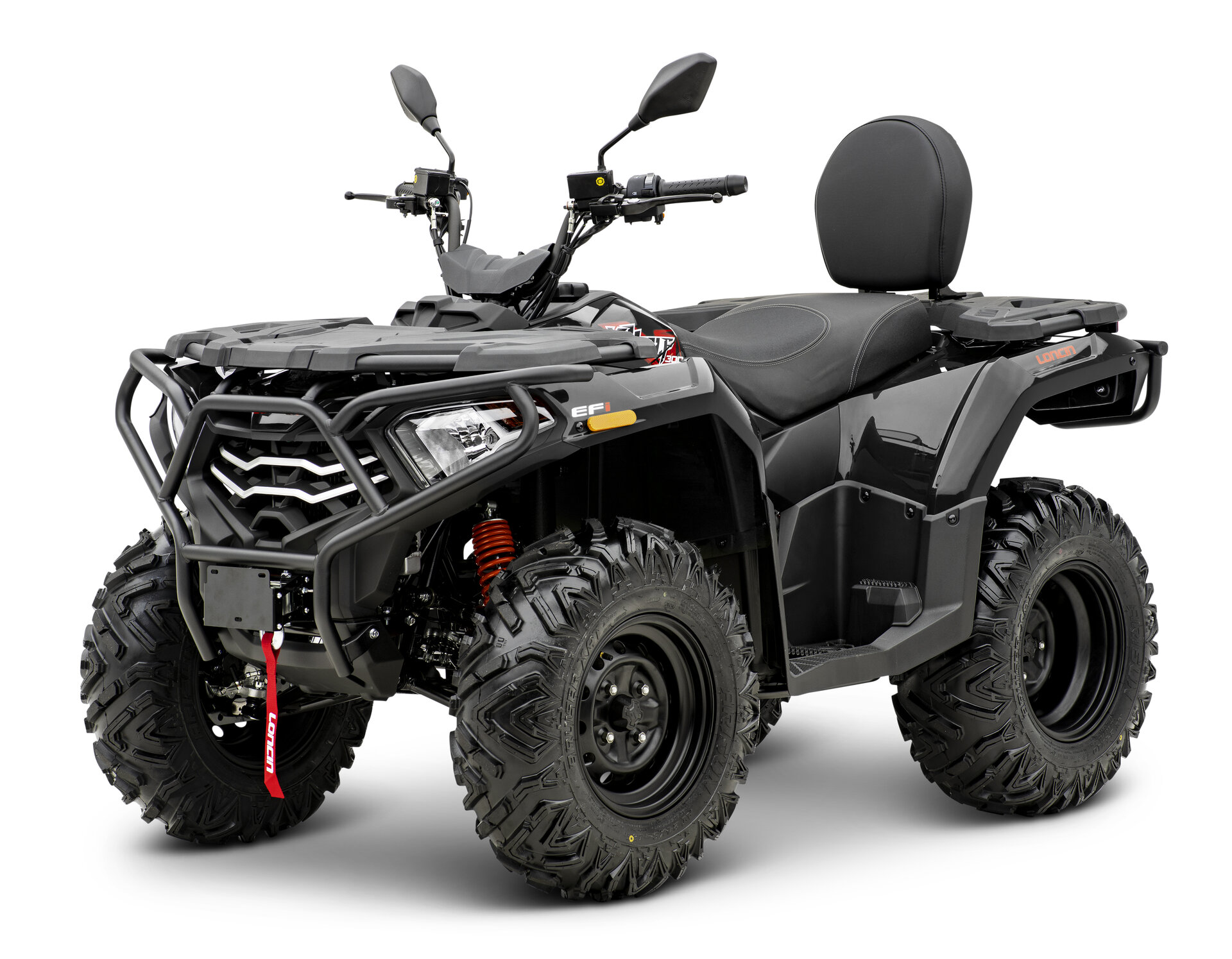 Loncin XWolf 300 ATV in Schwarz schräg von vorne links im Studio