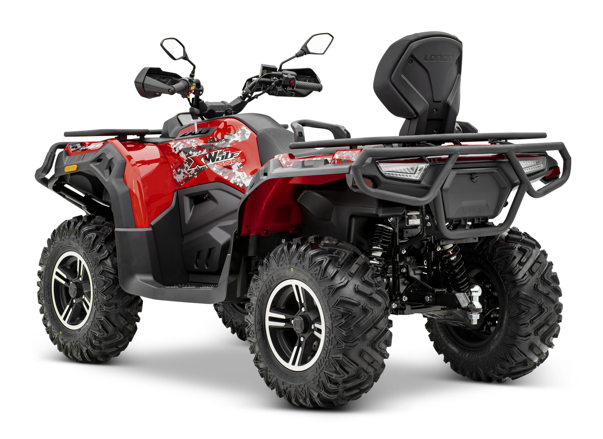 Loncin XWolf 550 ABS EPS ATV in Rot schräg von hinten links im Studio