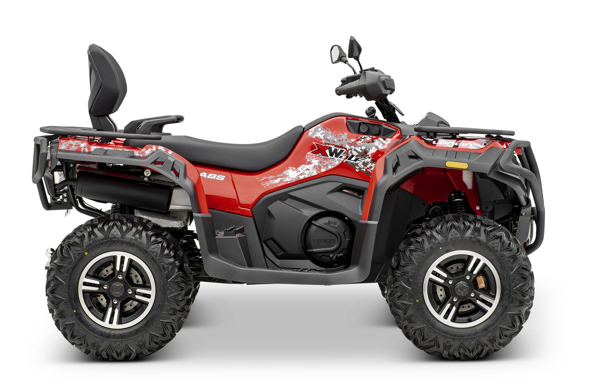 Loncin XWolf 550 ABS EPS ATV in Rot von der rechten Seite im Studio