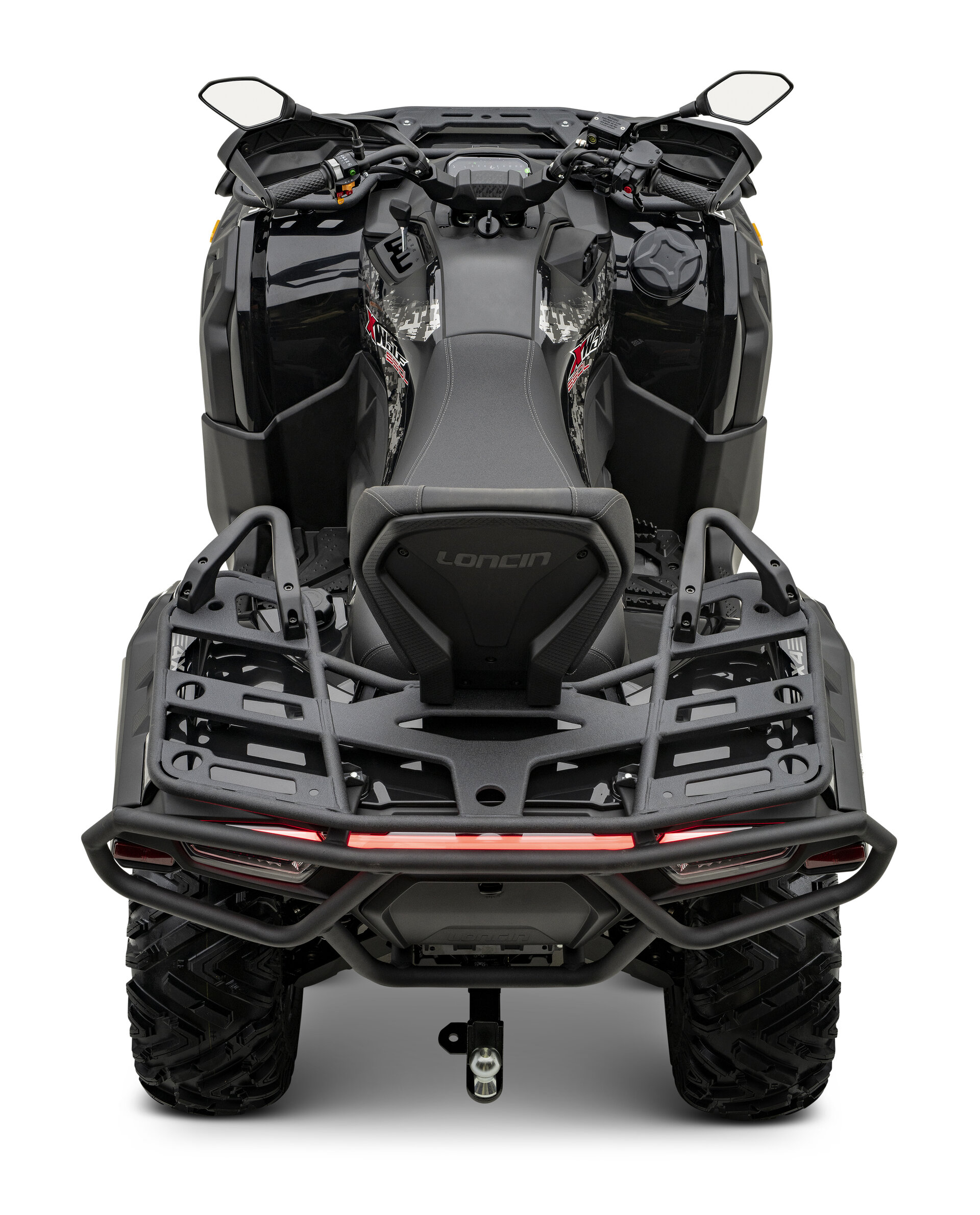 Loncin XWolf 550 ABS EPS ATV in Schwarz von hinten oben im Studio