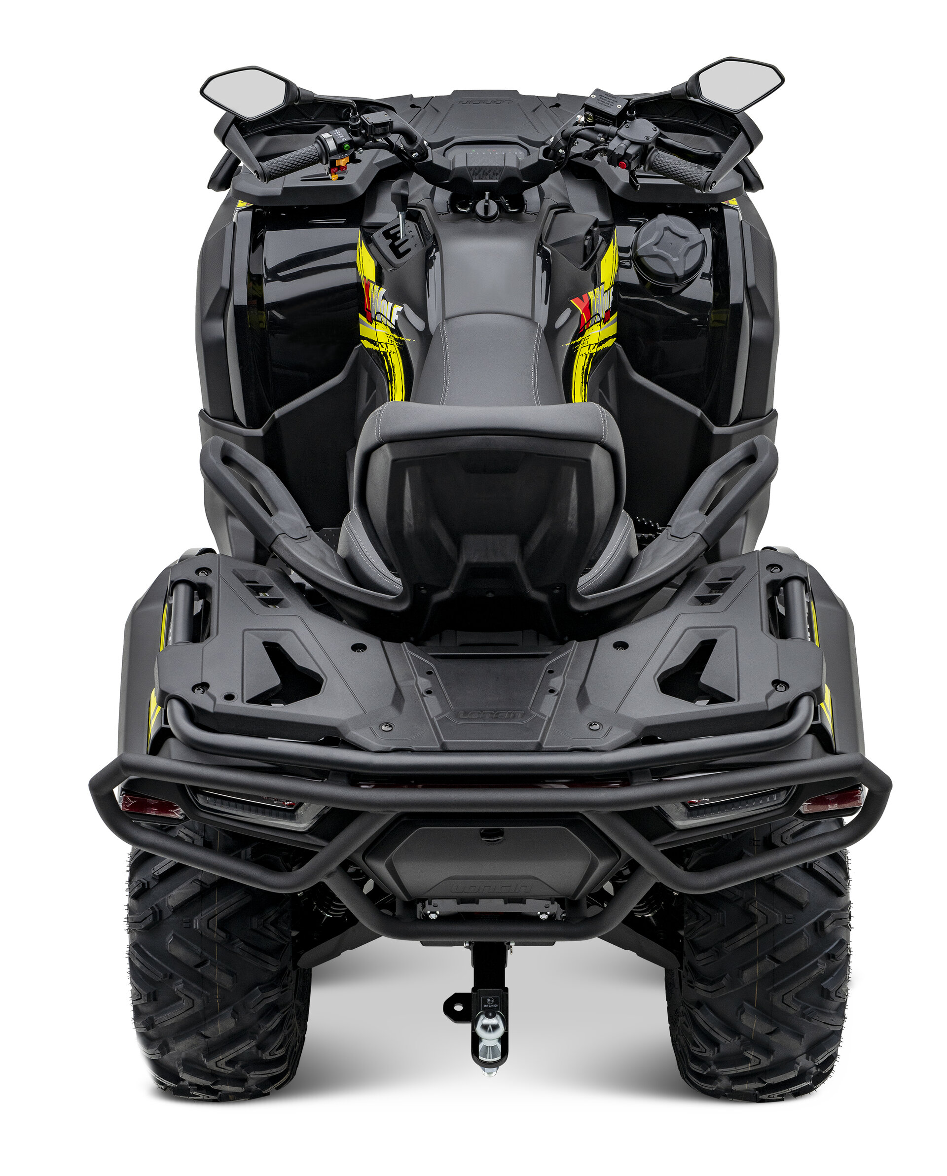 Loncin XWolf 700 ABS EPS ATV in Schwarz von hinten oben im Studio